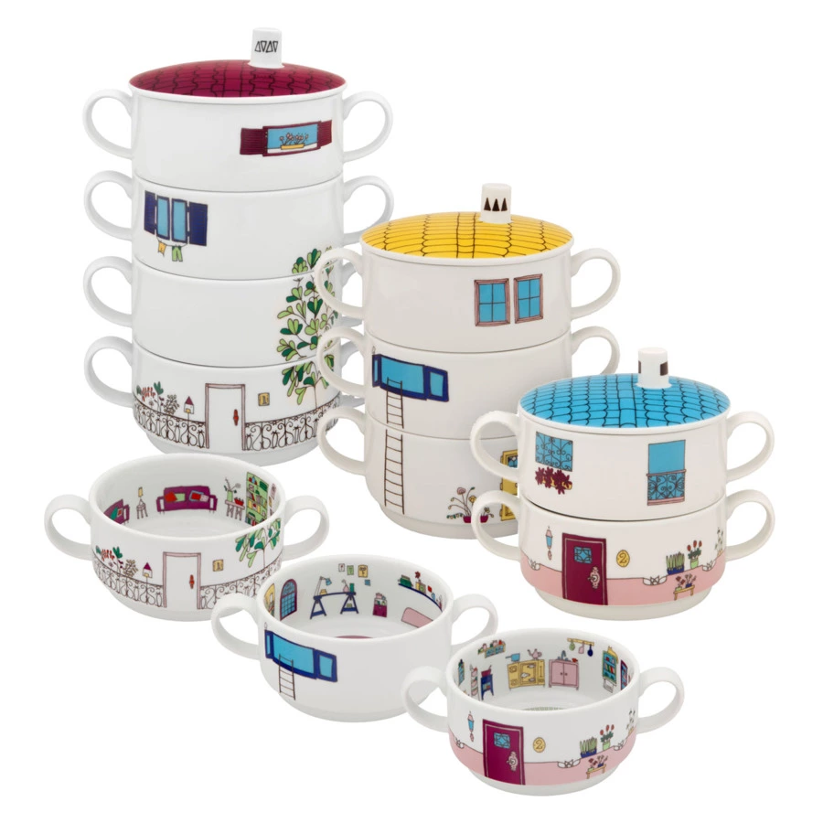 Набор бульонниц Vista Alegre Цветочный квартал 3 шт, фарфор