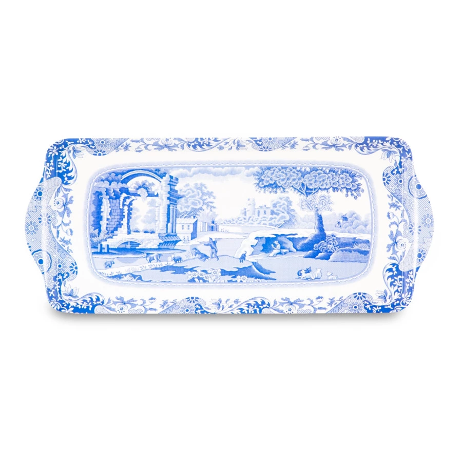 Поднос прямоугольный с ручками Pimpernel Голубая Италия 38,5х16,5 см