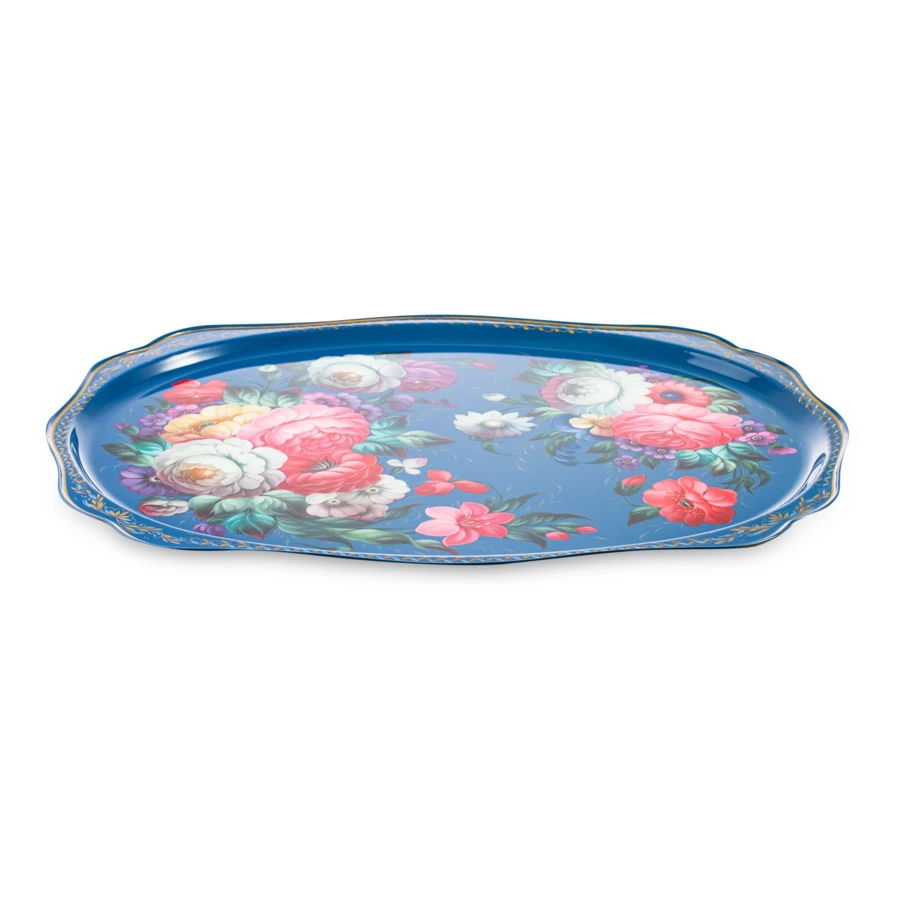 Поднос Жостовская фабрика декоративной росписи НХПР Изысканный 60х47 см, сталь нержавеющая, черный