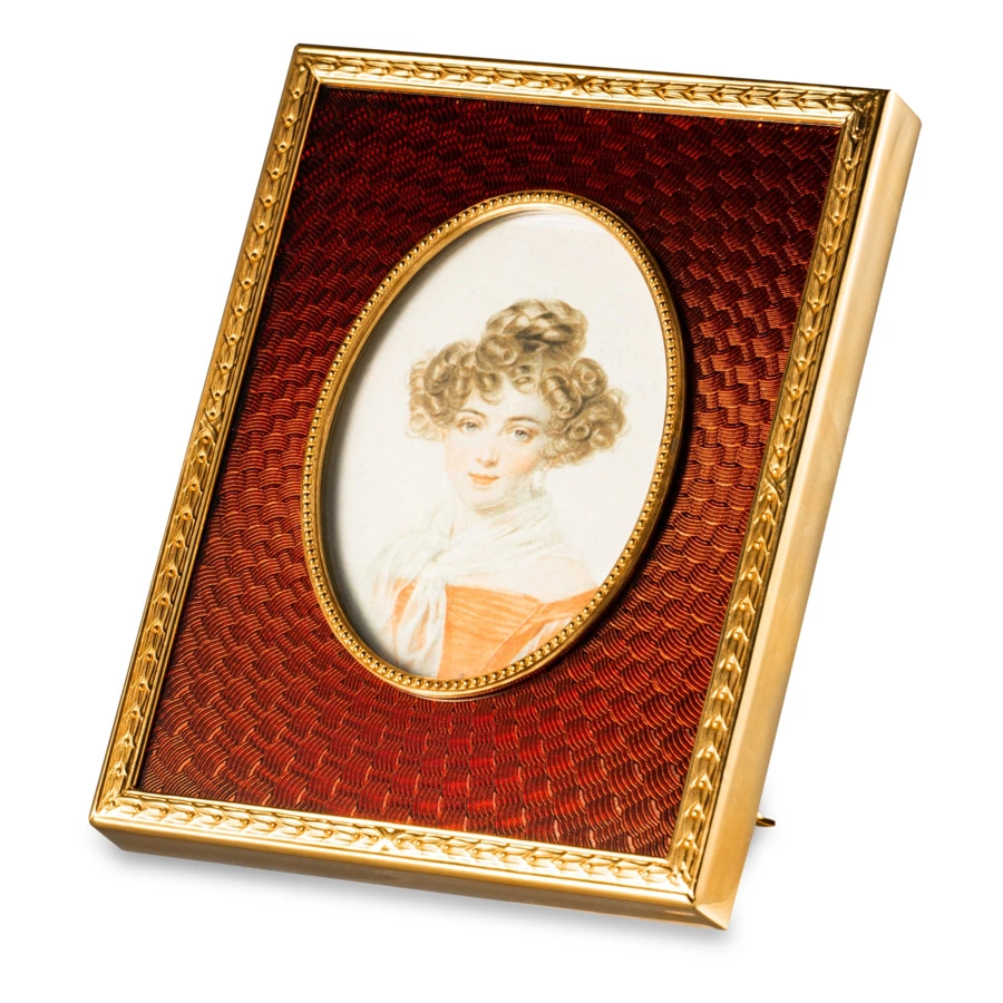 Рамка для фото Русские самоцветы, латунь, огранка Овал, зеленая