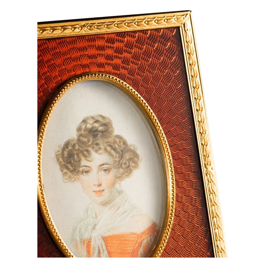 Рамка для фото Русские самоцветы, латунь, огранка Овал, зеленая