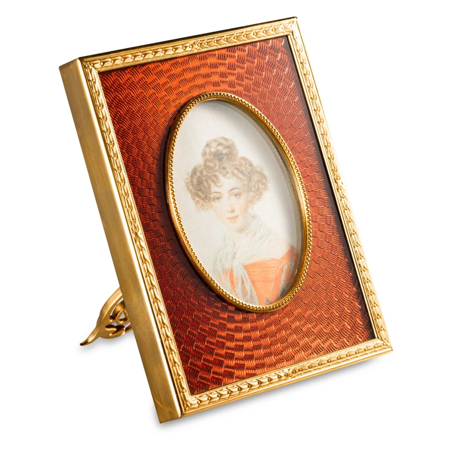 Рамка для фото Русские самоцветы, латунь, огранка Овал, зеленая