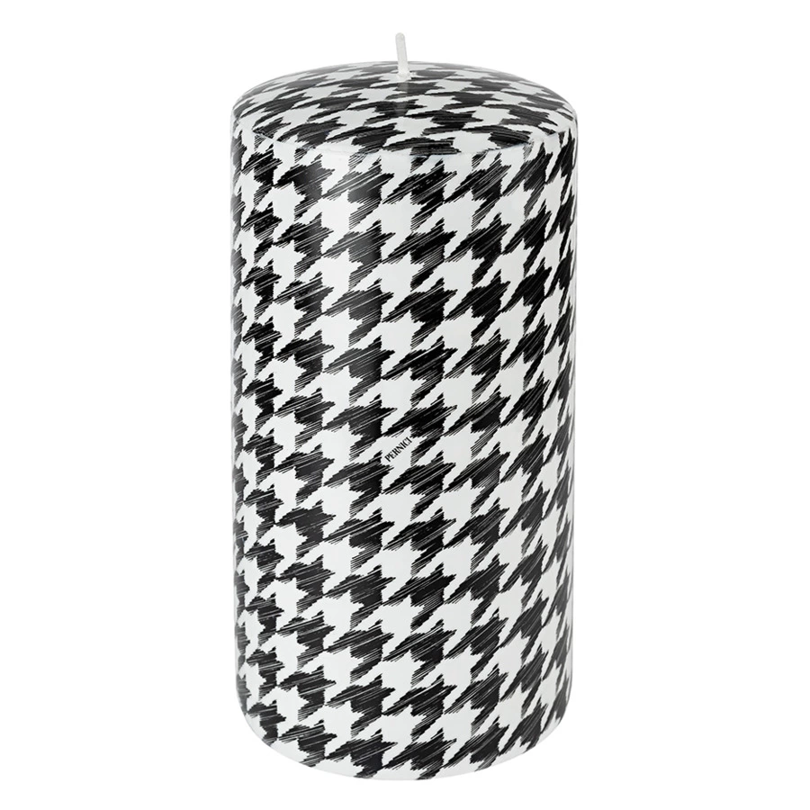 Свеча интерьерная Pernici Elementi Pied De Poule Black&White 1,3 л, столб 20х10 см, п/к