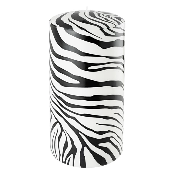 Свеча интерьерная Pernici Zebra Black&White 1,3 л, столб 20х10 см, п/к