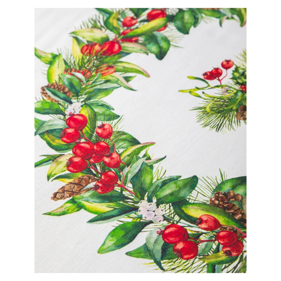 Скатерть овальная Mix&Match Home Елочка 168х250 см, хлопок, белая с принтом