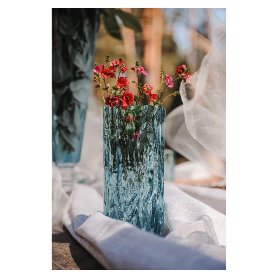 Ваза для цветов ГХЗ Кора 20 см, хрусталь, бирюзовая