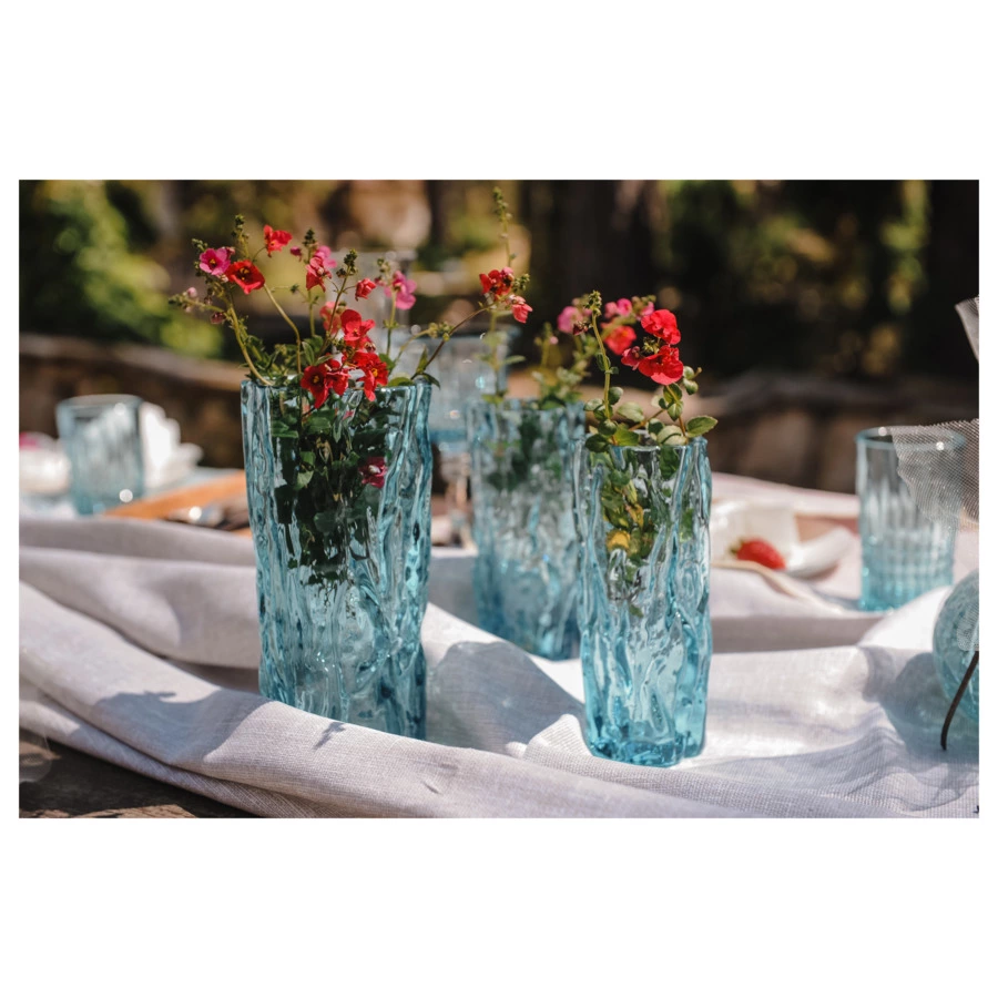 Ваза для цветов ГХЗ Кора 20 см, хрусталь, бирюзовая
