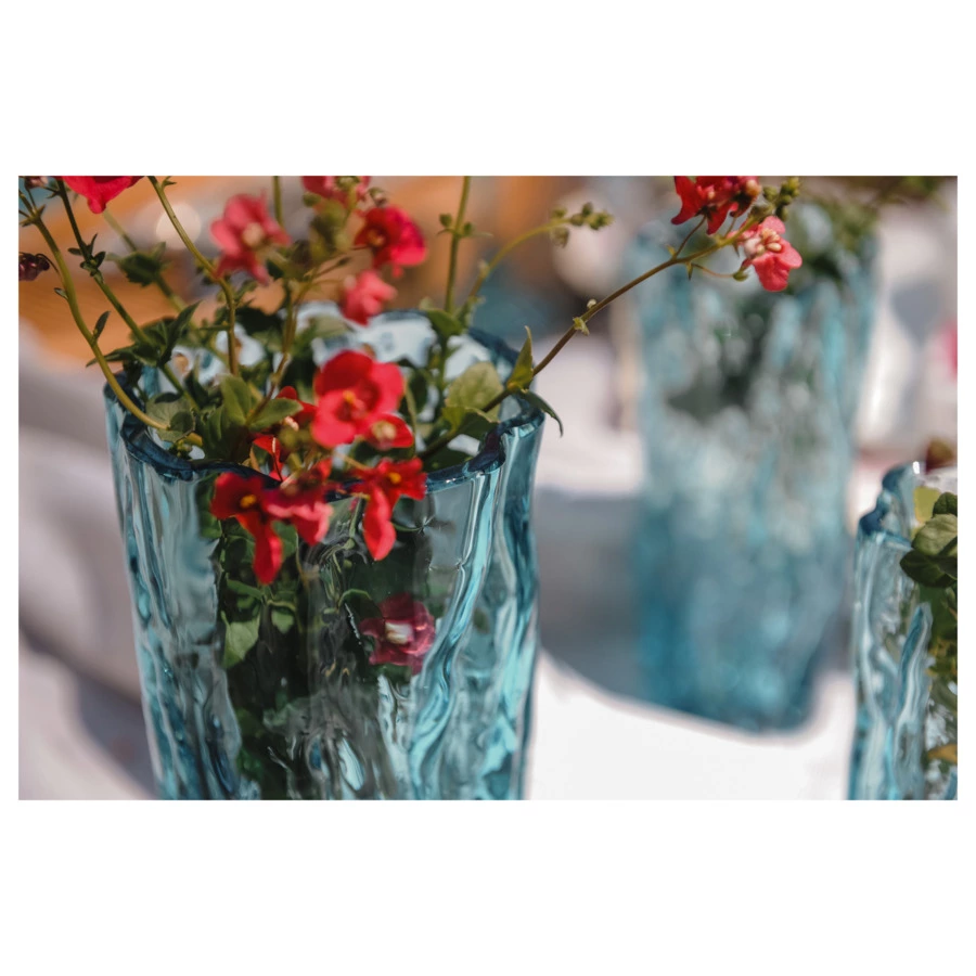 Ваза для цветов ГХЗ Кора 20 см, хрусталь, бирюзовая