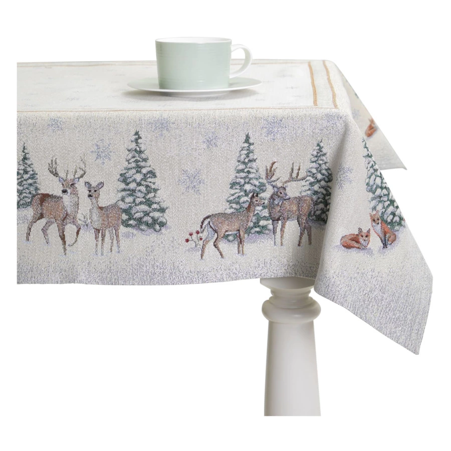 Скатерть-наперон Mix&Match Home Бэмби 100х100 см, гобелен, бежевый