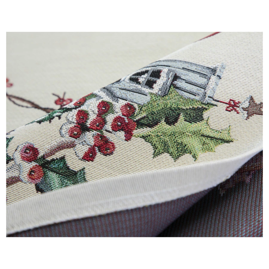 Скатерть-наперон Mix&Match Home Зимний пир Скворечники 100х100 см, гобелен, бежевый