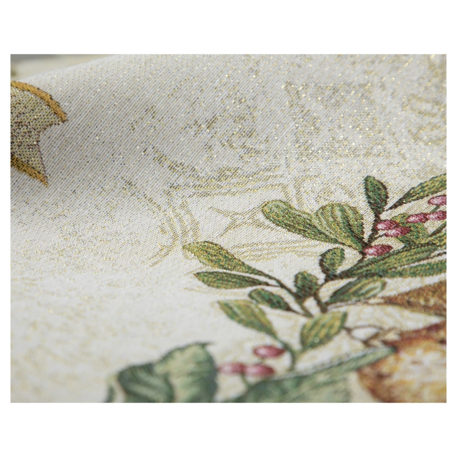 Скатерть-наперон Mix&Match Home Золотые шары и ягоды 100х100 см, гобелен, бежевый