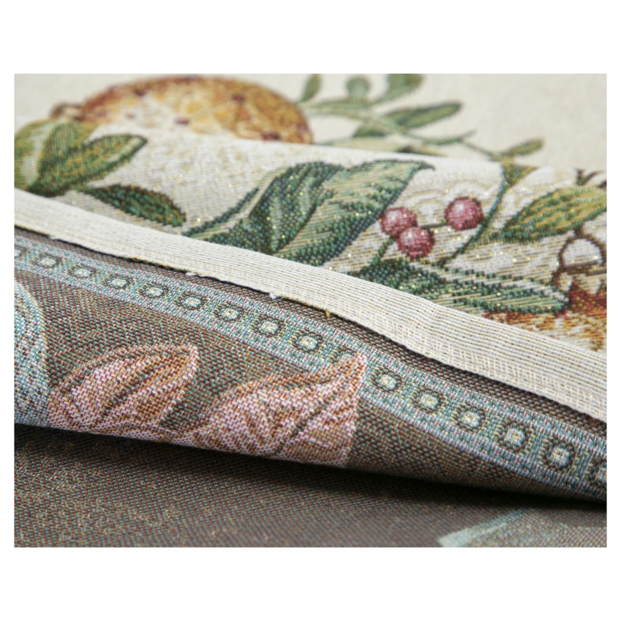 Скатерть-наперон Mix&Match Home Золотые шары и ягоды 100х100 см, гобелен, бежевый