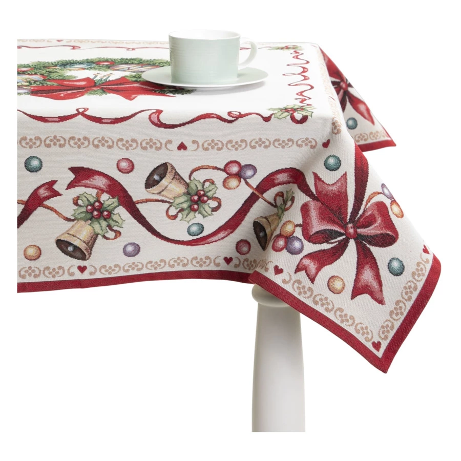 Скатерть-наперон Mix&Match Home Красные бантики 100х100 см, гобелен, красный