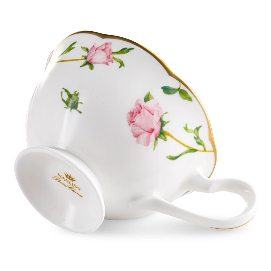 Чашка чайная с блюдцем Narumi Цветущая Роза 230 мл, фарфор костяной
