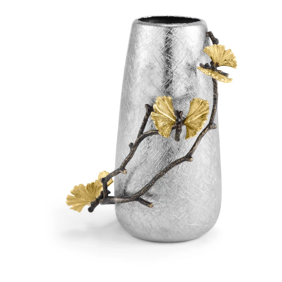 Ваза Michael Aram Бабочки Гинкго 15х14х20 см 1,3 л, сталь нержавеющая