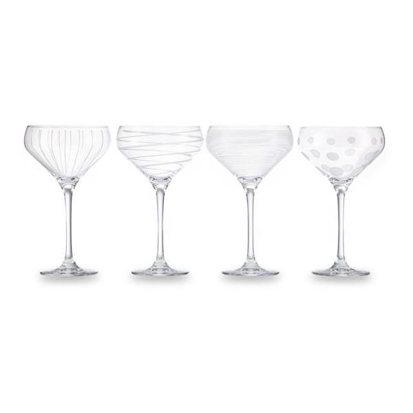 Набор креманок для шампанского Mikasa Cheers 400 мл, 4 шт, хрустальное стекло, серебристый декор, п/