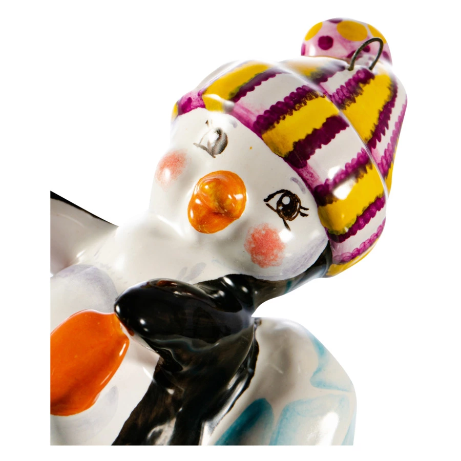 Игрушка елочная Ярославская майолика Пингвиненок на льдинке на спинке 8 см, керамика