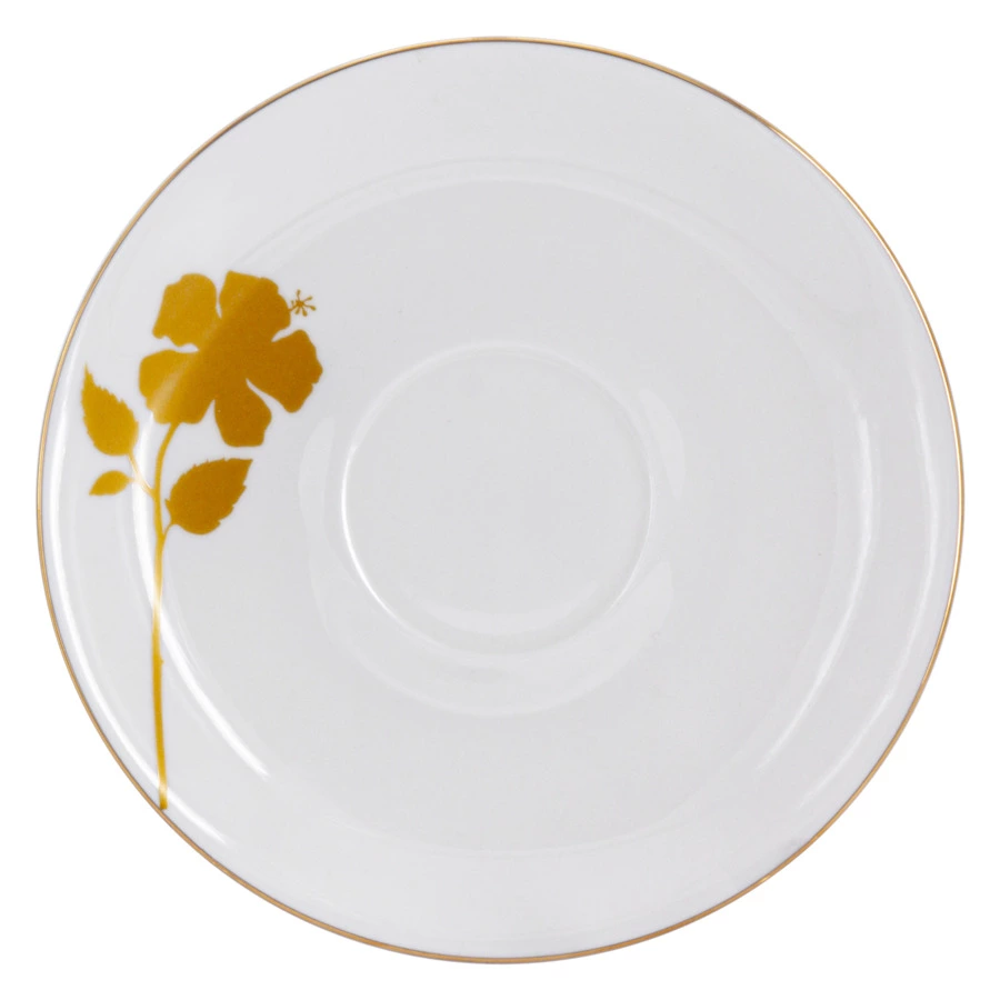 Чашка чайная с блюдцем Anna Lafarg Emily Гибискус 250 мл, фарфор костяной, п/к