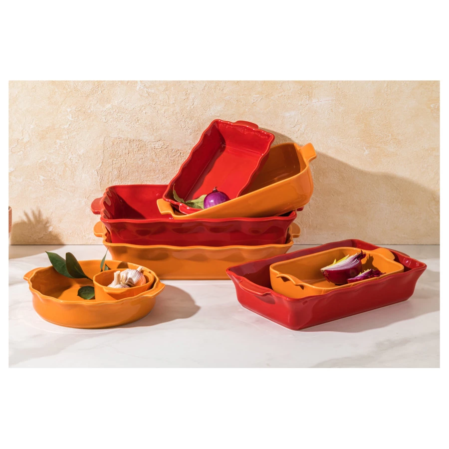 Форма для запекания прямоугольная Esprit de cuisine Festonne 41х25 см, ручки, вишневая