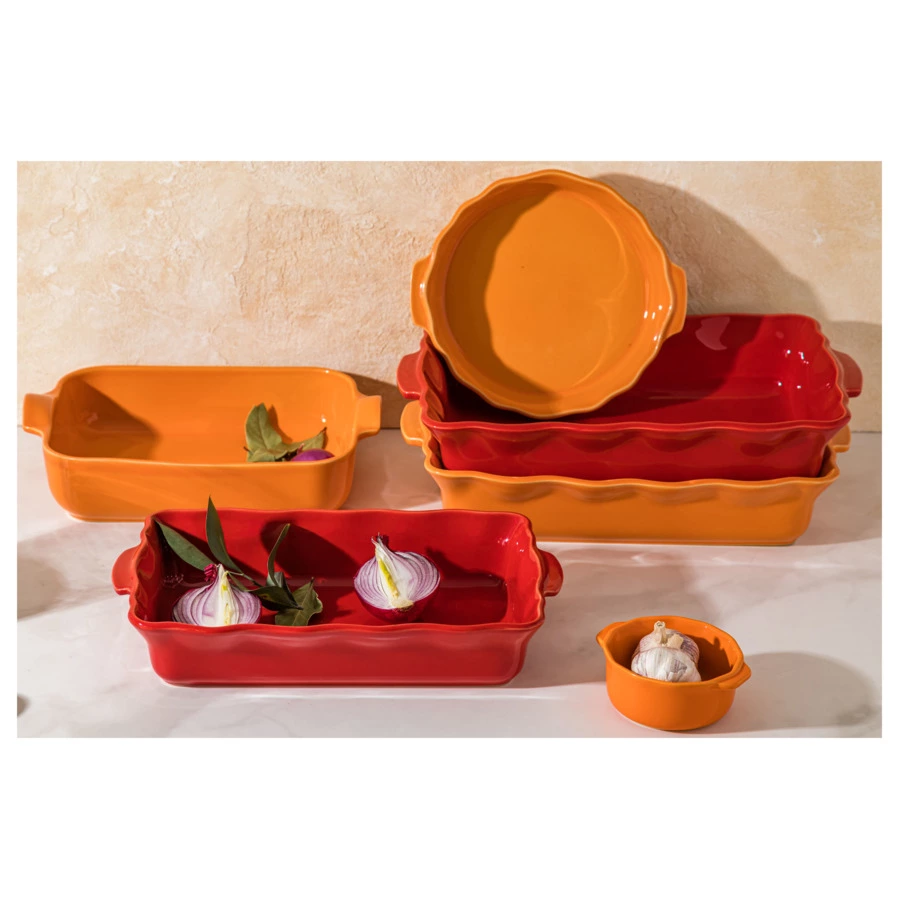 Форма для запекания прямоугольная Esprit de cuisine Festonne 41х25 см, ручки, вишневая