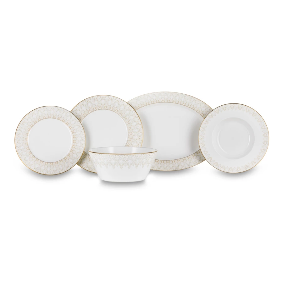 Сервиз столовый Narumi Аврора Шампань на 6 персон 20 предметов, фарфор костяной
