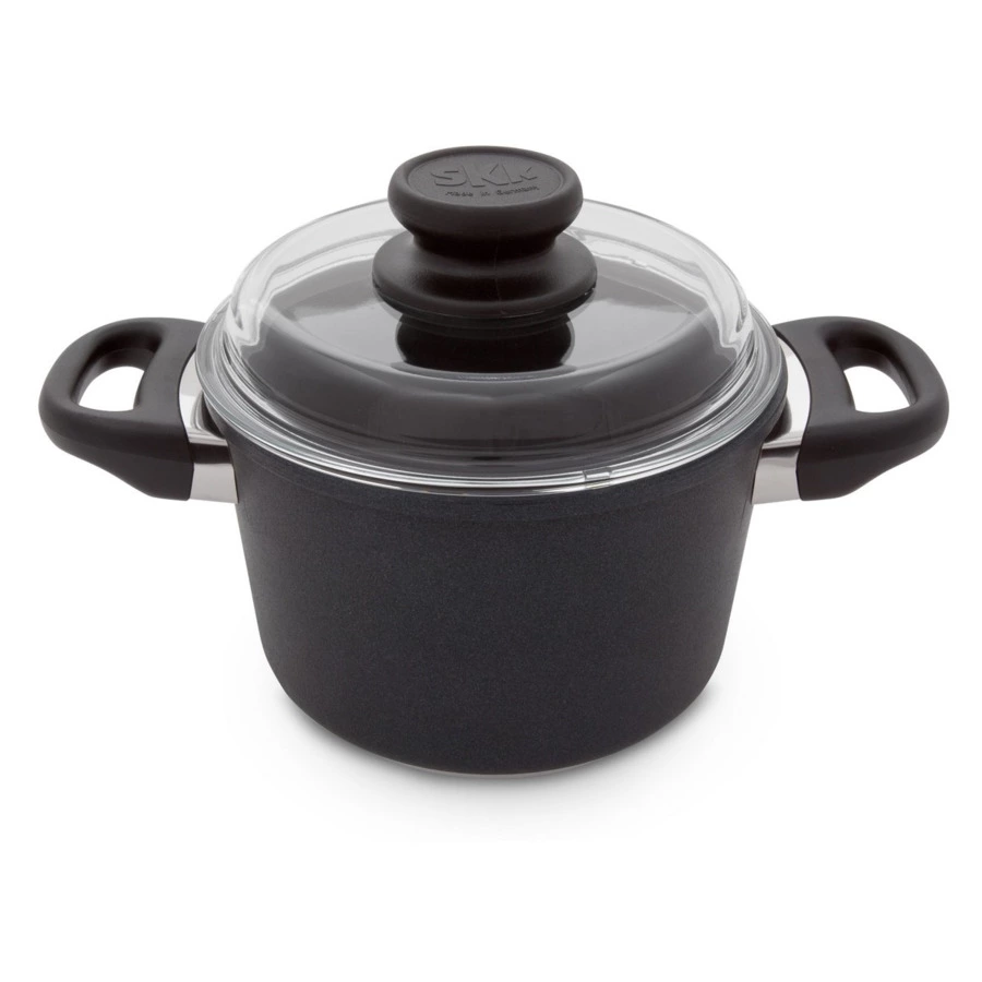 Кастрюля со стеклянной крышкой SKK Diamant 16 см, 2 л, алюминий литой