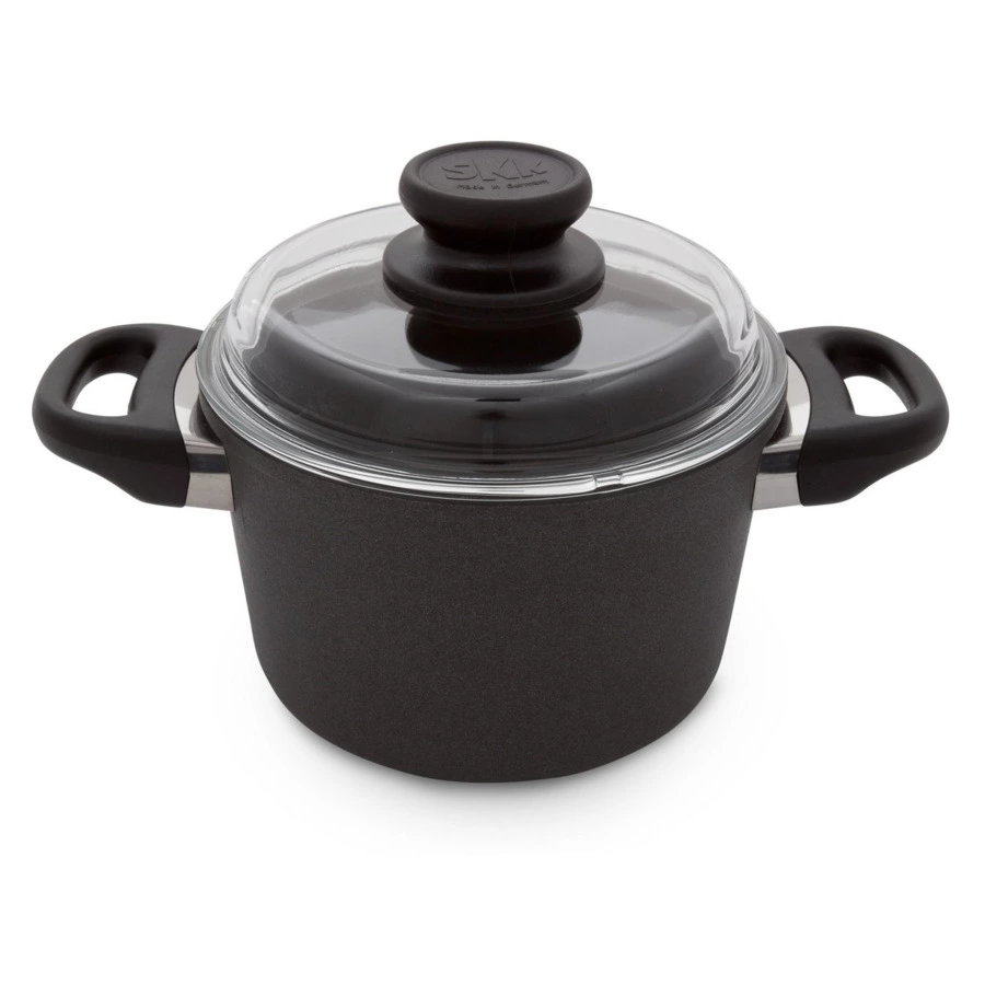 Кастрюля со стеклянной крышкой SKK Titanium 2000, 16 см, 2 л, алюминий литой