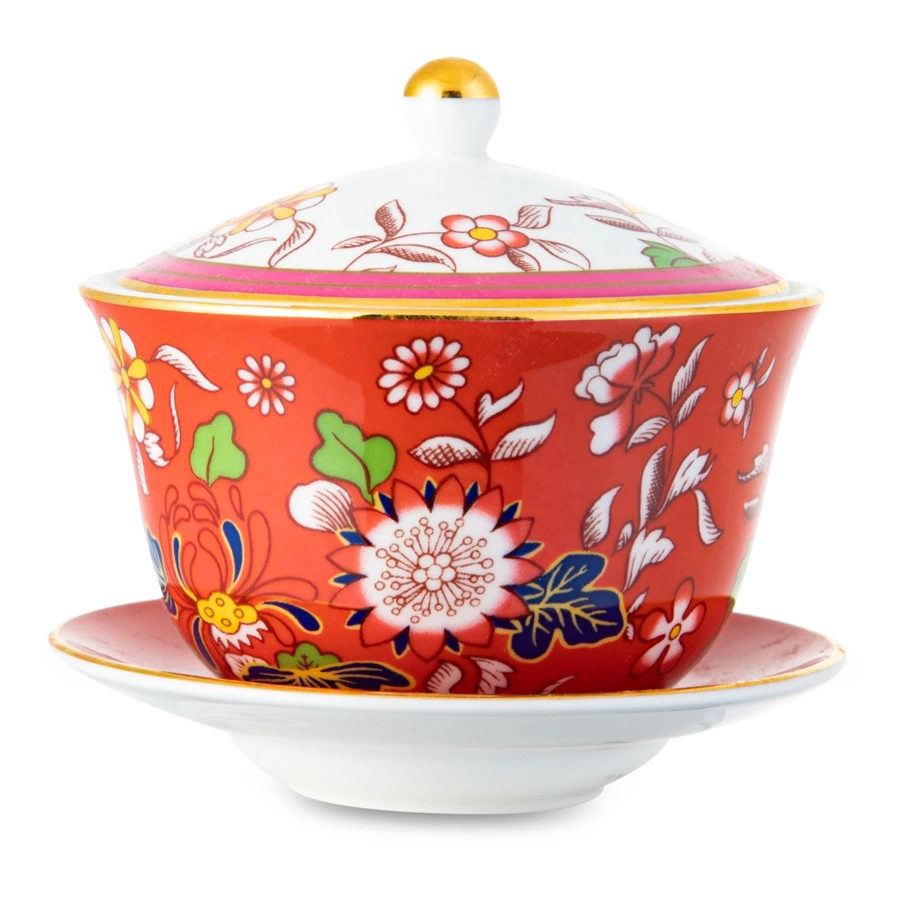 Пиала с крышкой и блюдцем Wedgwood Вандерласт Малина 7,6 см, 150 мл, фарфор