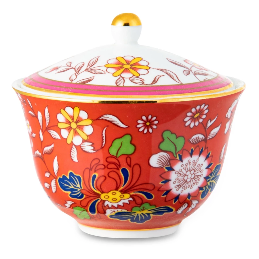 Пиала с крышкой и блюдцем Wedgwood Вандерласт Малина 7,6 см, 150 мл, фарфор