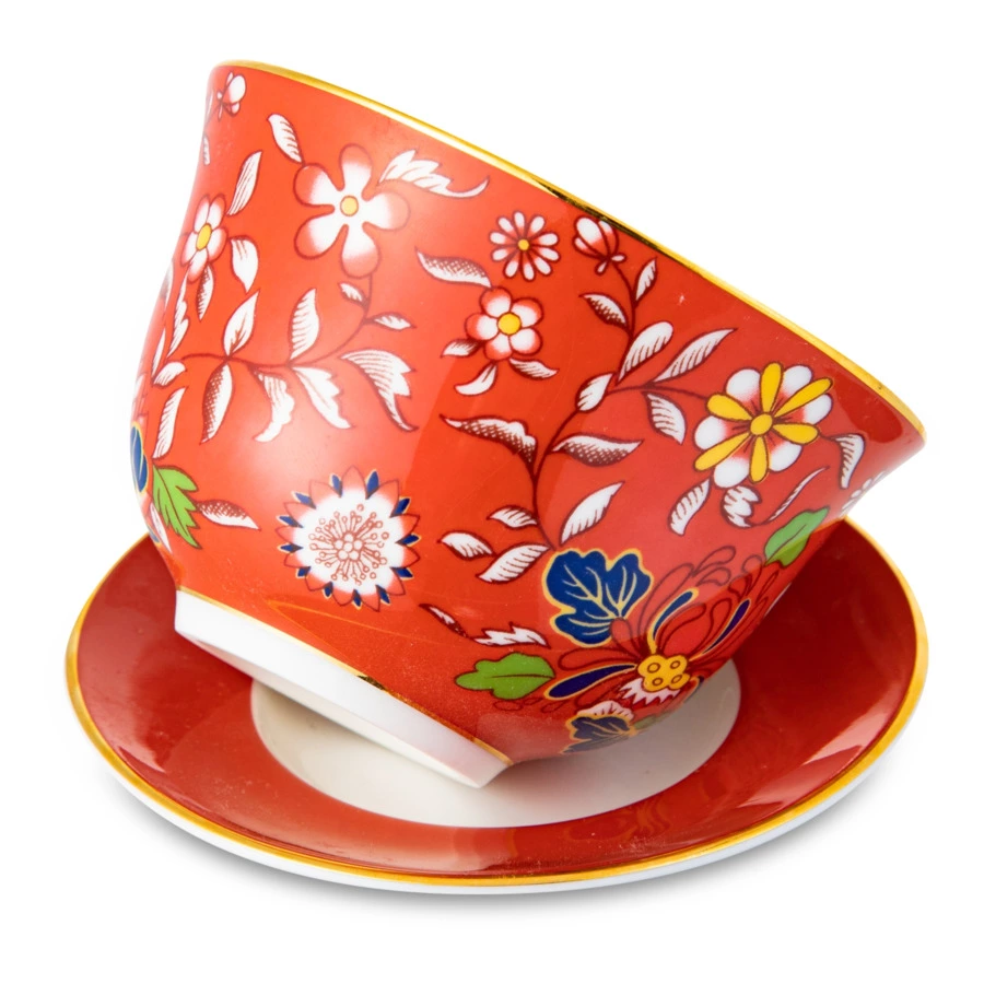 Пиала с крышкой и блюдцем Wedgwood Вандерласт Малина 7,6 см, 150 мл, фарфор