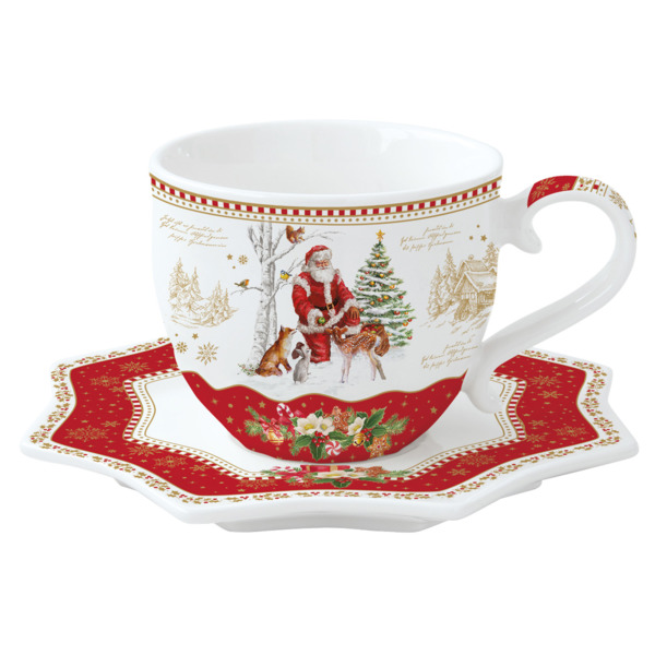Чашка чайная с блюдцем Easy Life Новогодние сувениры 250 мл, фарфор, п/к