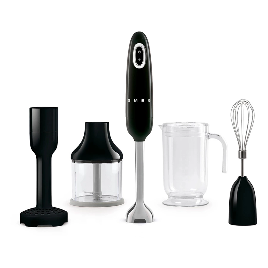 Блендер погружной SMEG HBF22BLEU 700 Вт, с насадками, кувшин 1,4л, измельчитель 0,5л, черный