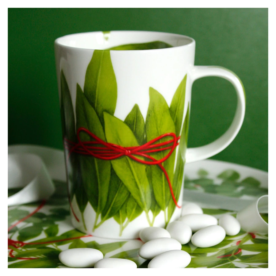 Кружка Taitu Лист с красной нитью 450 мл, фарфор костяной