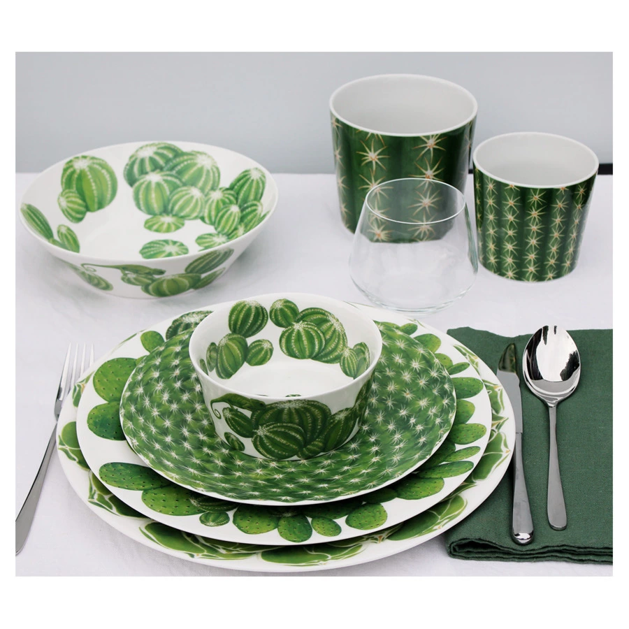 Тарелка закусочная Taitu Кактусы 23 см, фарфор костяной