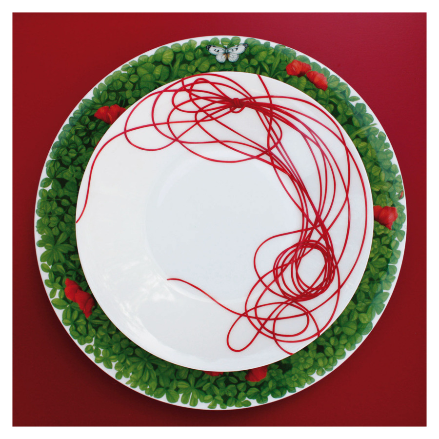 Тарелка обеденная Taitu Итальянские луга Вид 27 см, фарфор костяной, красный