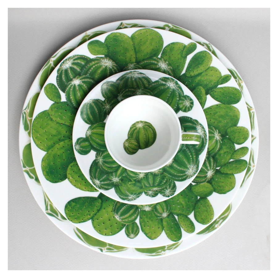 Тарелка обеденная Taitu Кактусы 27 см, фарфор костяной