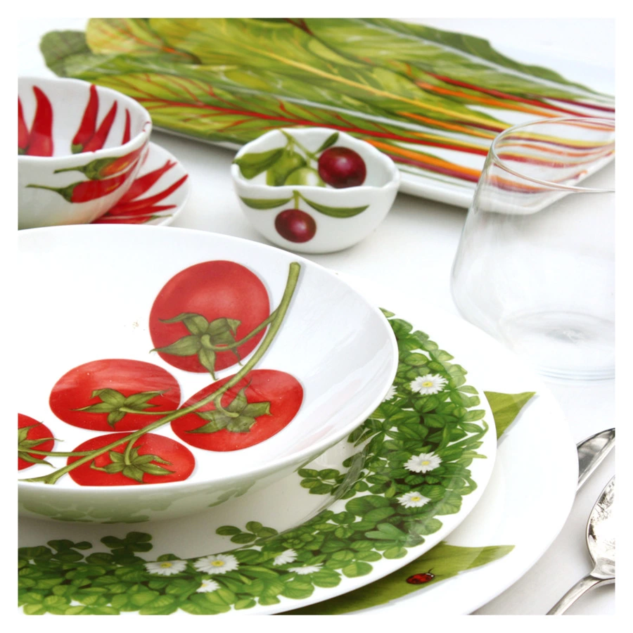 Тарелка суповая Taitu Свобода Овощ 20,5 см, фарфор костяной, красный