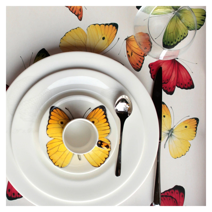 Чашка кофейная с блюдцем Taitu Свобода Бабочка 100 мл, фарфор костяной, оранжевый