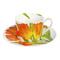 Чашка чайная с блюдцем Taitu Свобода Цветок 230 мл, фарфор костяной, оранжевый