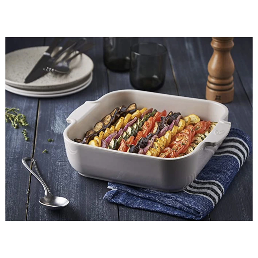 Форма для запекания квадратная Peugeot Ecru 21х21х5,4 см, 1,1л, керамика, кремовая