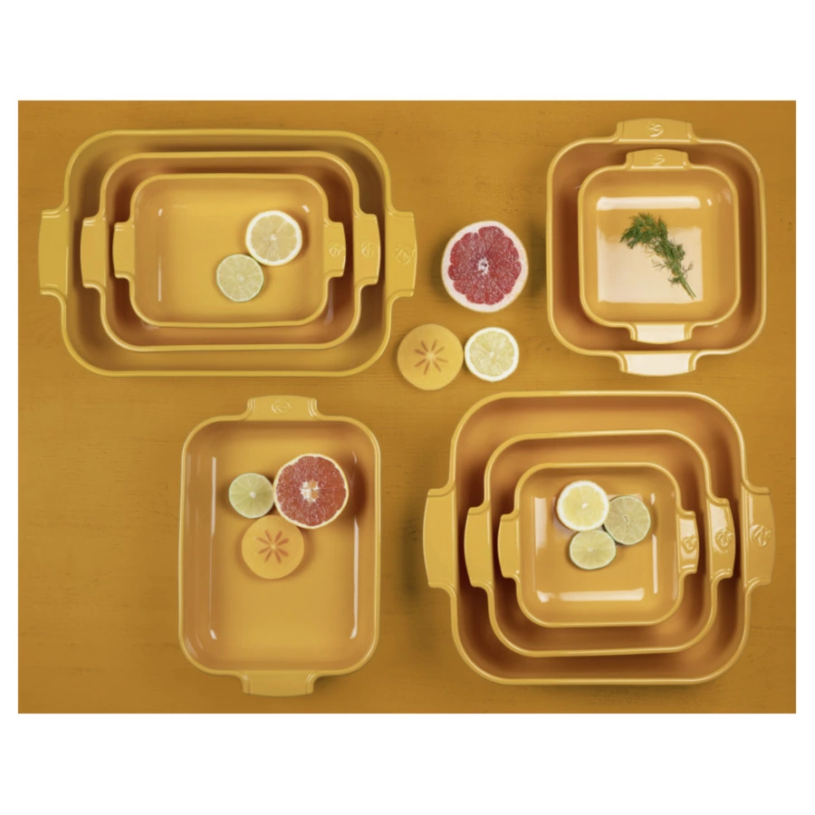 Форма для запекания квадратная Peugeot Saffron Yellow 28х28х6,5 см, 2,7л, керамика, желтая