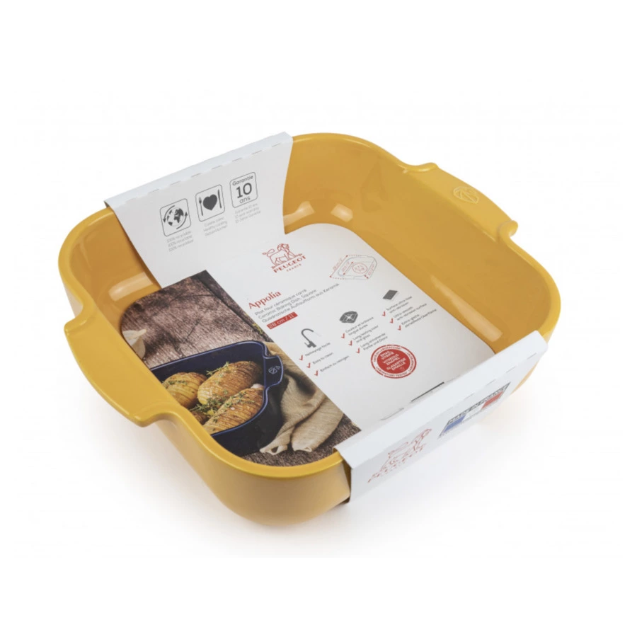 Форма для запекания квадратная Peugeot Saffron Yellow 28х28х6,5 см, 2,7л, керамика, желтая