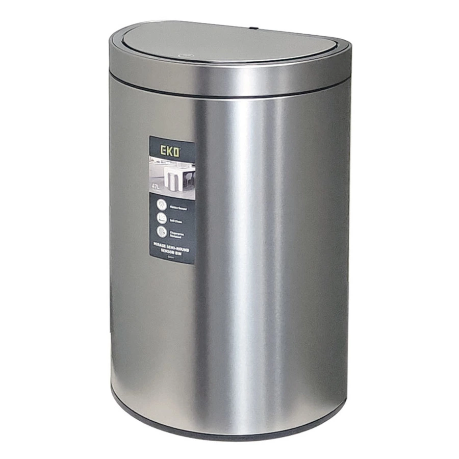 Ведро для мусора сенсорное EKO Mirage Semi-Round 47 л, сталь нержавеющая