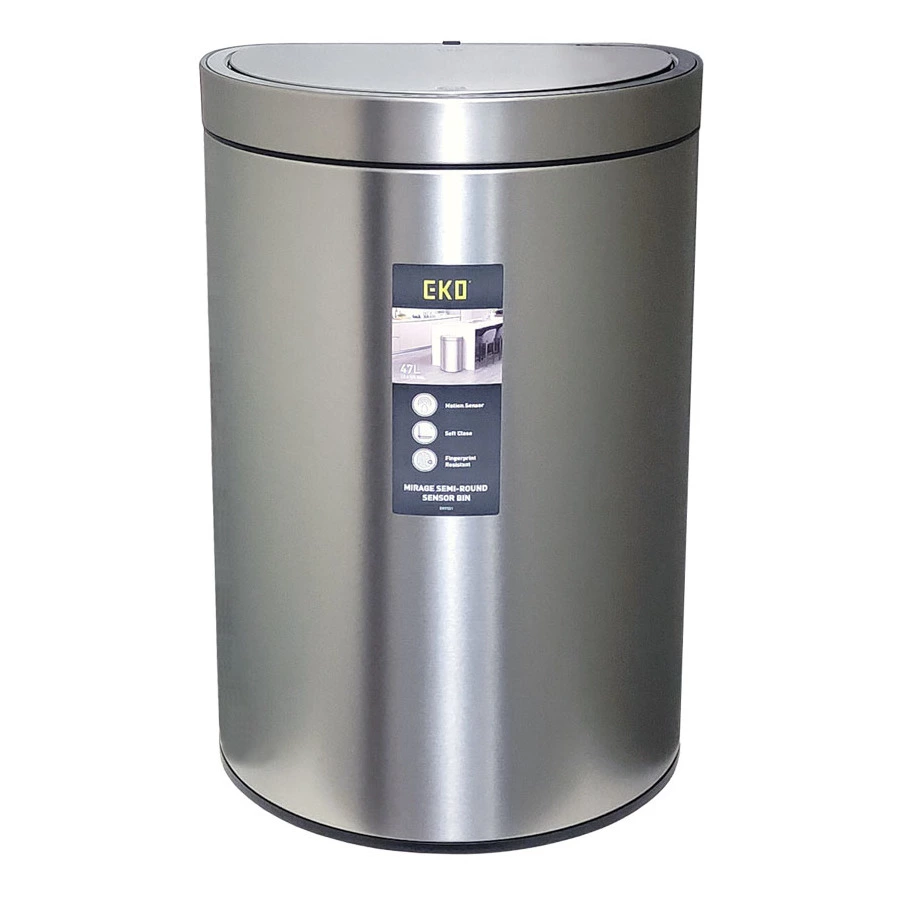 Ведро для мусора сенсорное EKO Mirage Semi-Round 47 л, сталь нержавеющая