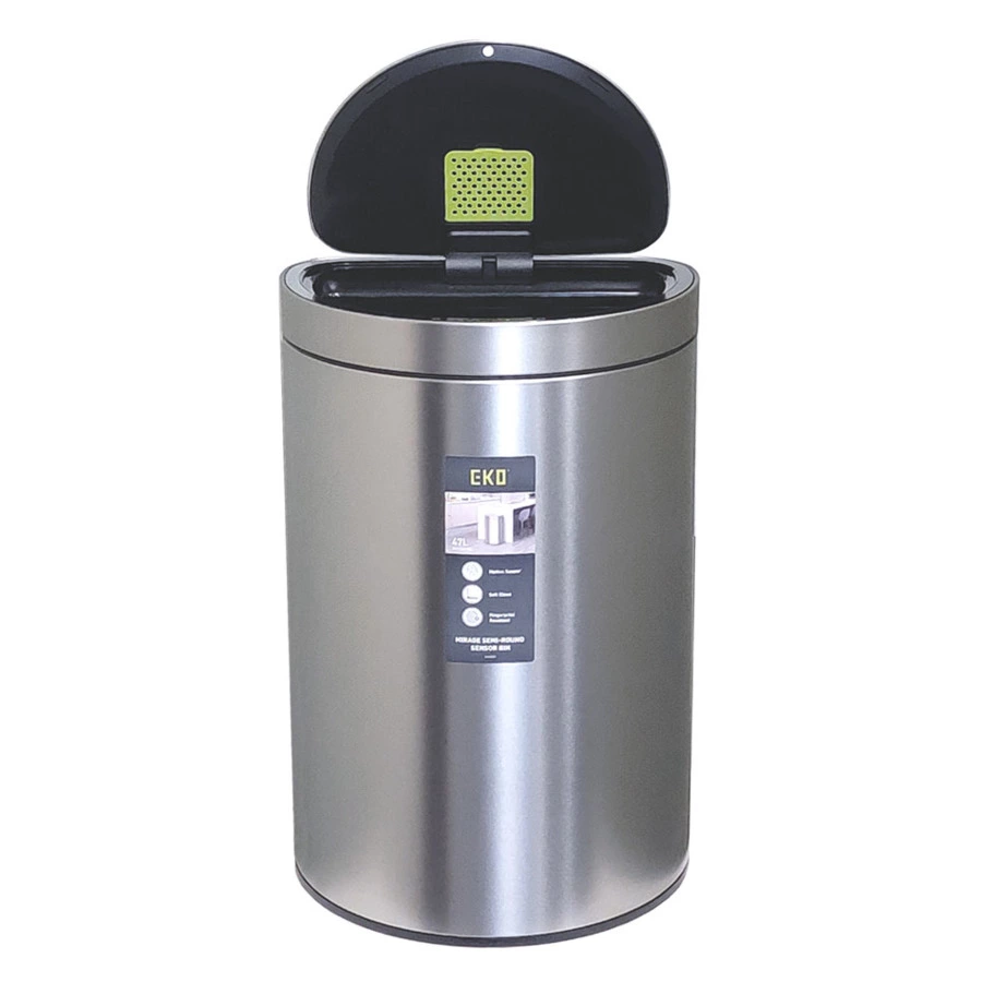 Ведро для мусора сенсорное EKO Mirage Semi-Round 47 л, сталь нержавеющая