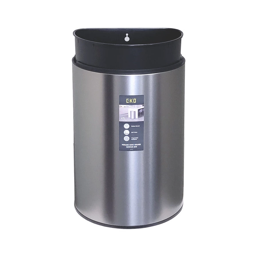 Ведро для мусора сенсорное EKO Mirage Semi-Round 47 л, сталь нержавеющая