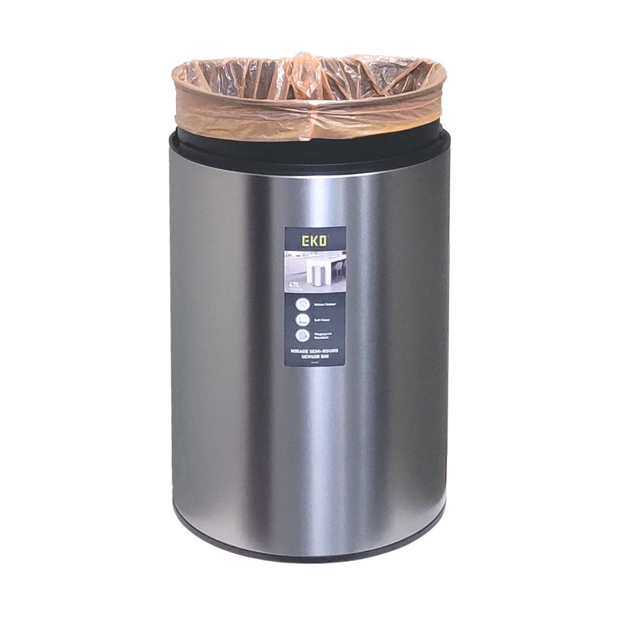 Ведро для мусора сенсорное EKO Mirage Semi-Round 47 л, сталь нержавеющая