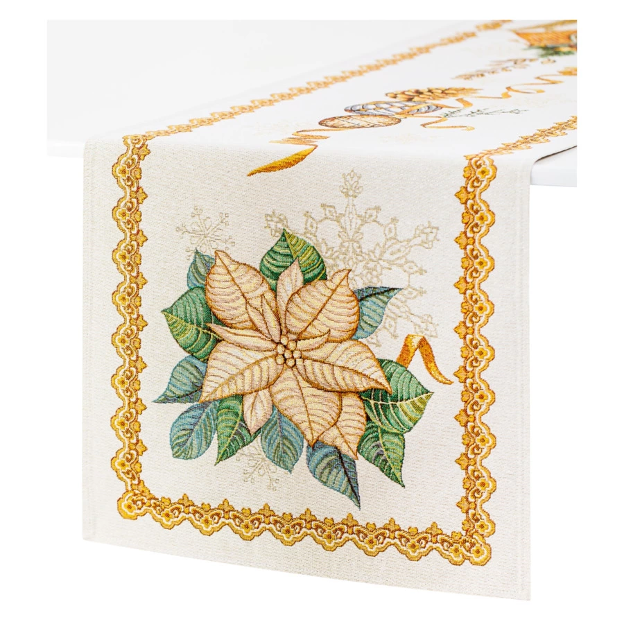 Дорожка для стола Eurotex Сани Деда Мороза Люрекс 45х140 см, гобелен, п/к