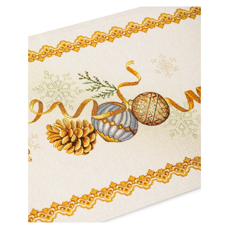 Дорожка для стола Eurotex Сани Деда Мороза Люрекс 45х140 см, гобелен, п/к