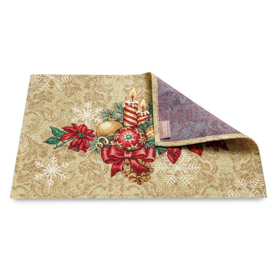 Салфетка сервировочная Eurotex Рождественские Свечи 35х50 см, гобелен, п/к